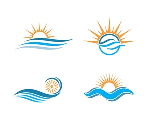 wave sun logo icon vector illustration design