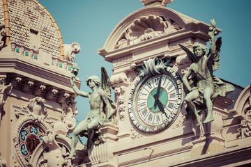 Casino building facade in a sunny summer day in Monte Carlo, Monaco.