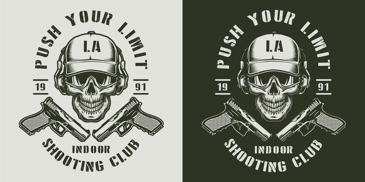 Vintage shooting club monochrome emblem