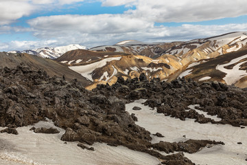 Landmannalaugar National Park - Iceland. Rainbow Mountains. Beautiful colorful volcanic mountains....