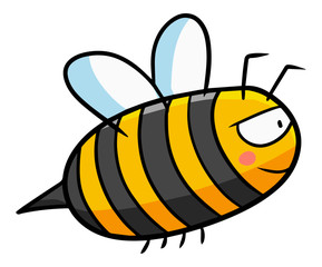 Cute and funny bee flying while working - vector.