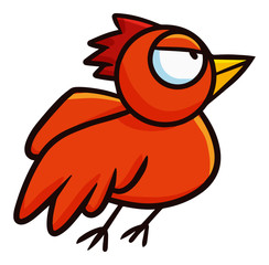 Funny and cute orange bird with angry look - vector.