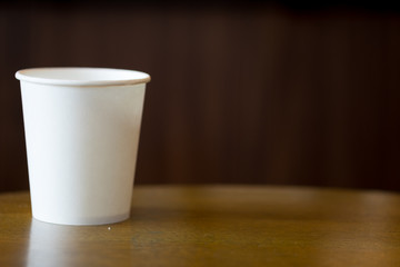 White disposable paper cup for drink water