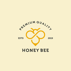 vintage honey bee logo template illustration vector icon download