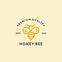 vintage honey bee logo template illustration vector icon download