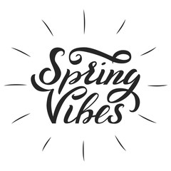 Illustration og lettering Spring Vibes. Printing t shirts, greeting card
