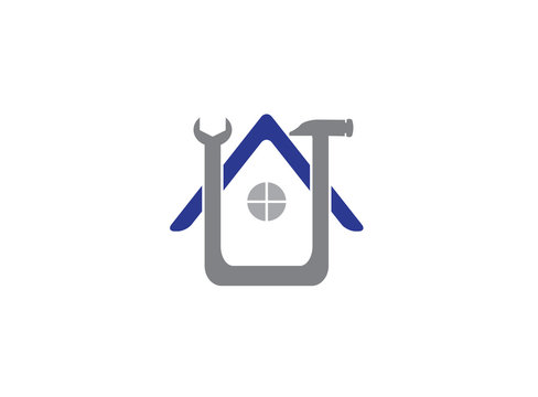 Home service hammer tool, house maintenance for logo design illustration