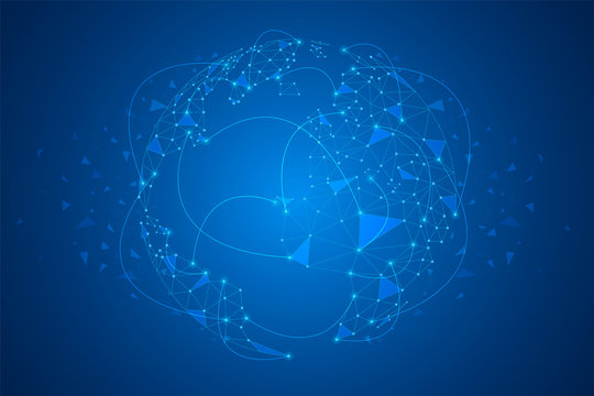 Global network connection concept, Abstract globe map technology