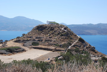 Milos Island, Cyclades islands / Greece 2018: The ancient acropolis at the beautiful island of Milos