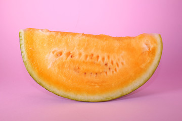 Yellow orange color watermelon watermelone fruit. Summer fruits