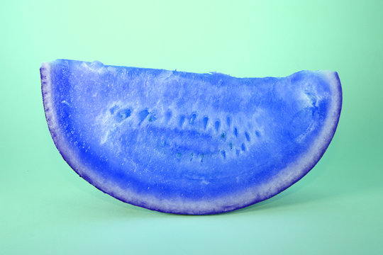 Blue Colored Watermelon On Green Isolated Background Water Melon Melone Fruit