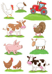 Fototapeta na wymiar set of cute farm animals