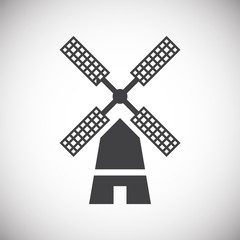 Wind mill icon on background for graphic and web design. Simple illustration. Internet concept symbol for website button or mobile app.