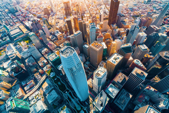 Downtown San Francisco aerial view of skyscrapers