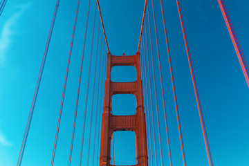 Traveling over San Francisco's Golden Gate Bridge POV