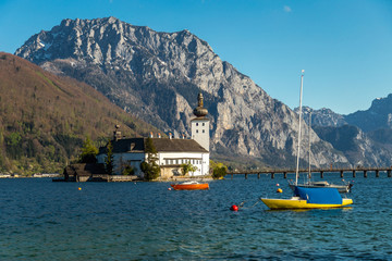 Schloss Ort, an Austrian castle at the Traunsee lake, in Gmunden, Austria.