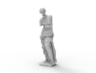 3d rendering of a female historic statue isolated in white background