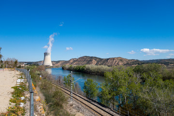 Steam chimney in a power nuclear plant