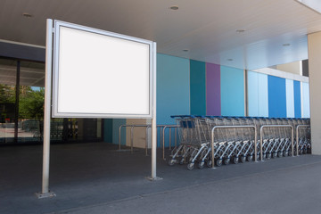 Blank billboard in a supermarket