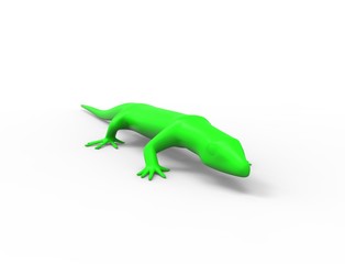 Naklejka premium 3d rendering of a green lizard isolated in white studio background