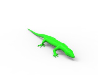 3d rendering of a green lizard isolated in white studio background