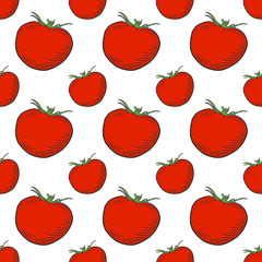 Ripe tomato. Vector concept in doodle and sketch style. Hand drawn illustration for printing on T-shirts, postcards.