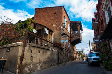 Old wooden houses on the streets of Tbilisi