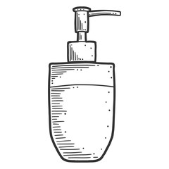 Soap dispenser. Vector concept in doodle and sketch style.