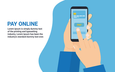 hands man with phone Pay online