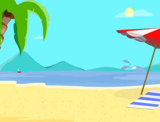 Fototapeta na wymiar Empty Summer Beach Background with Seascape, Card