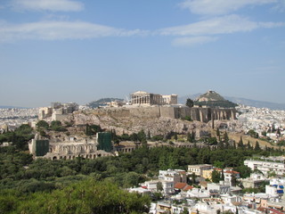 Fototapeta na wymiar Acropolis from a Distance in Athens, Greece