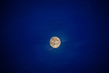 moon rising on dark blue sky