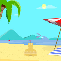 Obraz premium Summer Beach Background, Day Time Empty Landscape