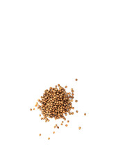 Coriander seeds isolated on a white background. Top view