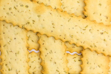 background of mediterranean crunchy cracker with rosemary
