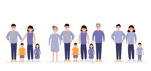 Set of happy family, illustration of groups families 