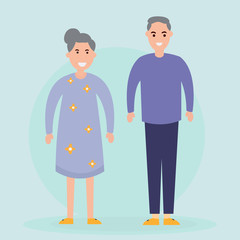 grandparents, parents and children of different age together. Smiling cartoon characters. Vector illustration for poster, greeting card, website, ads