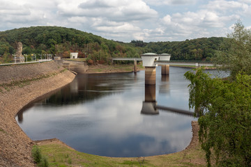 Fototapeta na wymiar Gileppe dam in Belgium with two drinking water supply systems