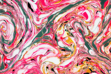 Beautiful abstract painting is a painting technique Ebru .Turkish Ebru style on the water with acrylic paints wring wave.Stylish combination of luxury.Contemporary art marble liquid texture  