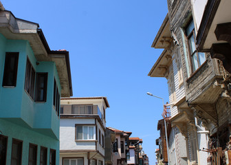 Fototapeta na wymiar Mudanya town old architectures and streets in Burca city