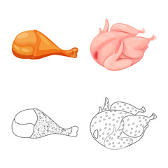 Vector design of product and poultry sign. Set of product and agriculture vector icon for stock.
