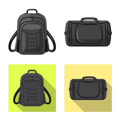 Isolated object of suitcase and baggage icon. Collection of suitcase and journey vector icon for stock.