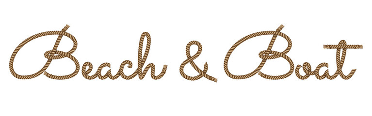 Rope hand drawn lettering Beach and Boat © Elena