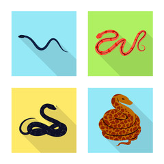 Vector illustration of skin and reptile logo. Collection of skin and danger stock symbol for web.