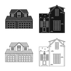 Isolated object of building and front sign. Set of building and roof vector icon for stock.