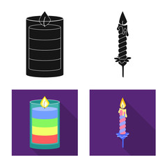 Vector illustration of relaxation and flame icon. Set of relaxation and wax vector icon for stock.
