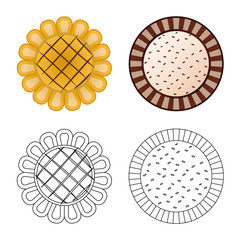 Fototapeta premium Vector design of biscuit and bake sign. Set of biscuit and chocolate vector icon for stock.