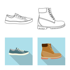 Vector illustration of shoe and footwear symbol. Collection of shoe and foot vector icon for stock.