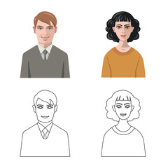 Obraz premium Vector design of hairstyle and profession sign. Collection of hairstyle and character stock vector illustration.