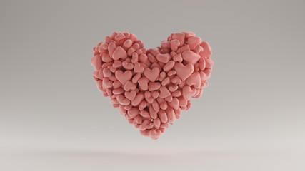 Obraz na płótnie Canvas Large Pink 3d Heart Icon Made out of lots of Smaller Hearts 3d illustration 3d render